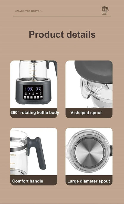 1.3L Electric Kettle With Filter Smart Health Pot Office Temperature Control Glass Flower Teapot Home Tea Maker Auto Thermos