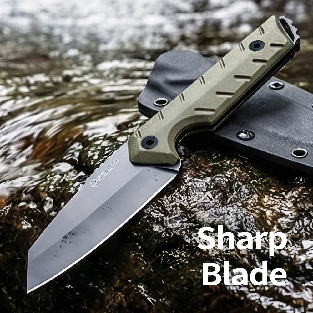 1 piece, 7RC13 high carbon stainless steel professional kitchen and outdoor dual-use knife, G10 handle K-type scabbard