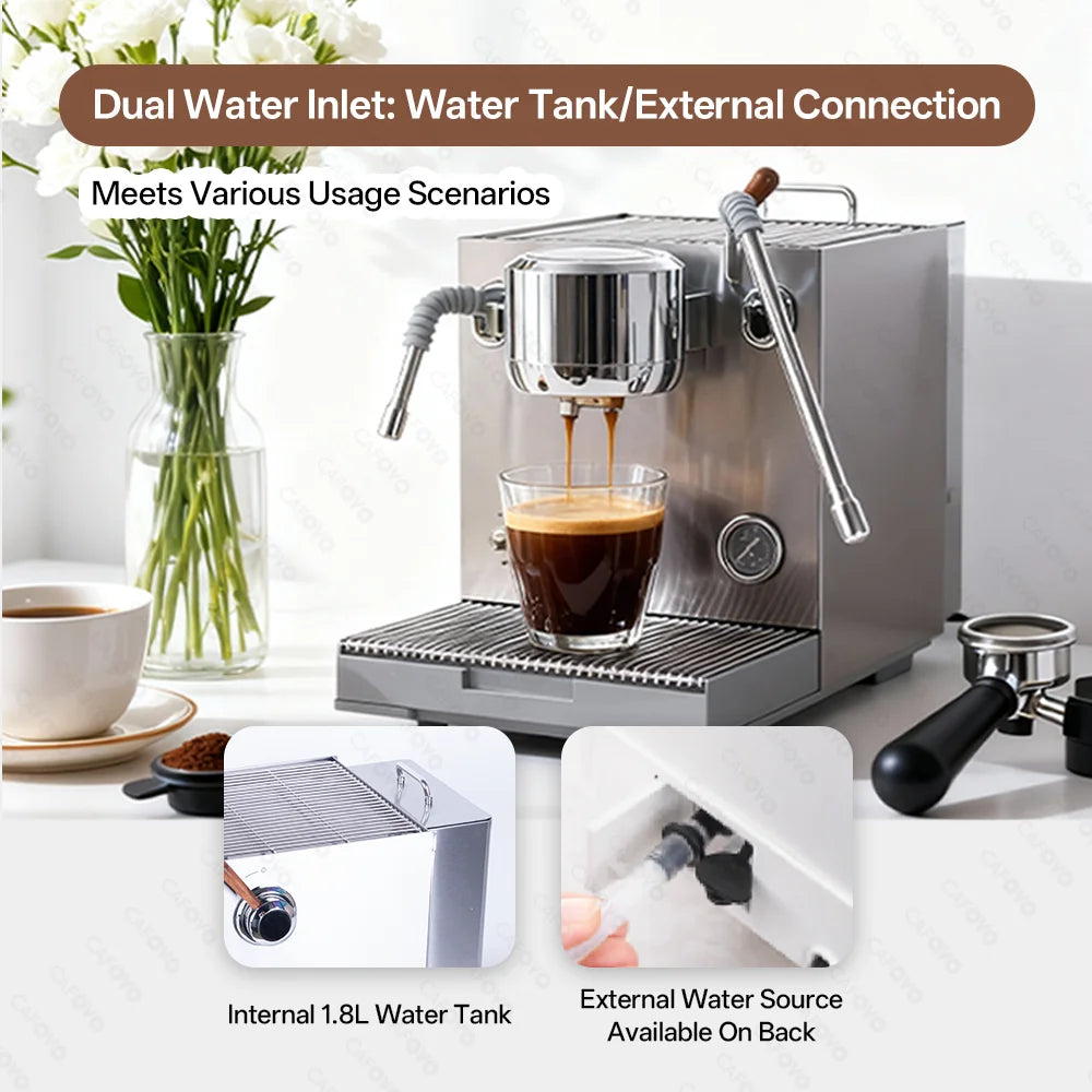 CAFOVO E120 9Bar Espresso Machine 3 Boiler ULKA 2 Pump OPV System with OLED Display for Cafe Barista Coffee Maker 220V
