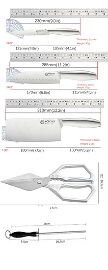 WXCOO Professional Scissor Set Stainless Steel Kitchen Knives BBQ Meat Cutting Japanese Santoku Knife Kitchen Supplies