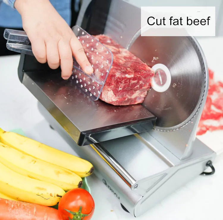 220V Electric Meat Slicer, Commercial Mutton Beef Lamb Cutter, Automatic Vegetable & Bread Slicing Machine, Stainless Steel Food