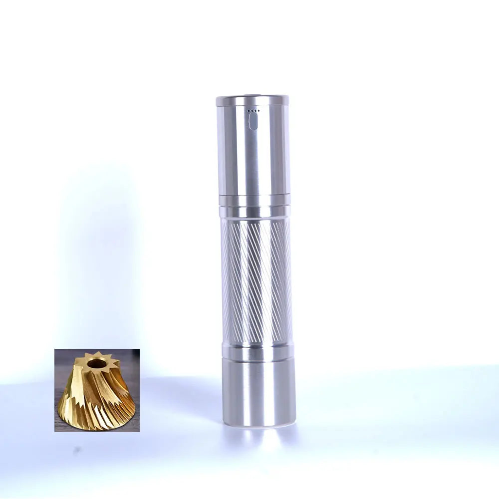 CAFOVO MG138C Coffee Grinder Electric & Manual Set 10-Star Titanium Plating Conical Burr 60-Step Precision for Espresso Travel