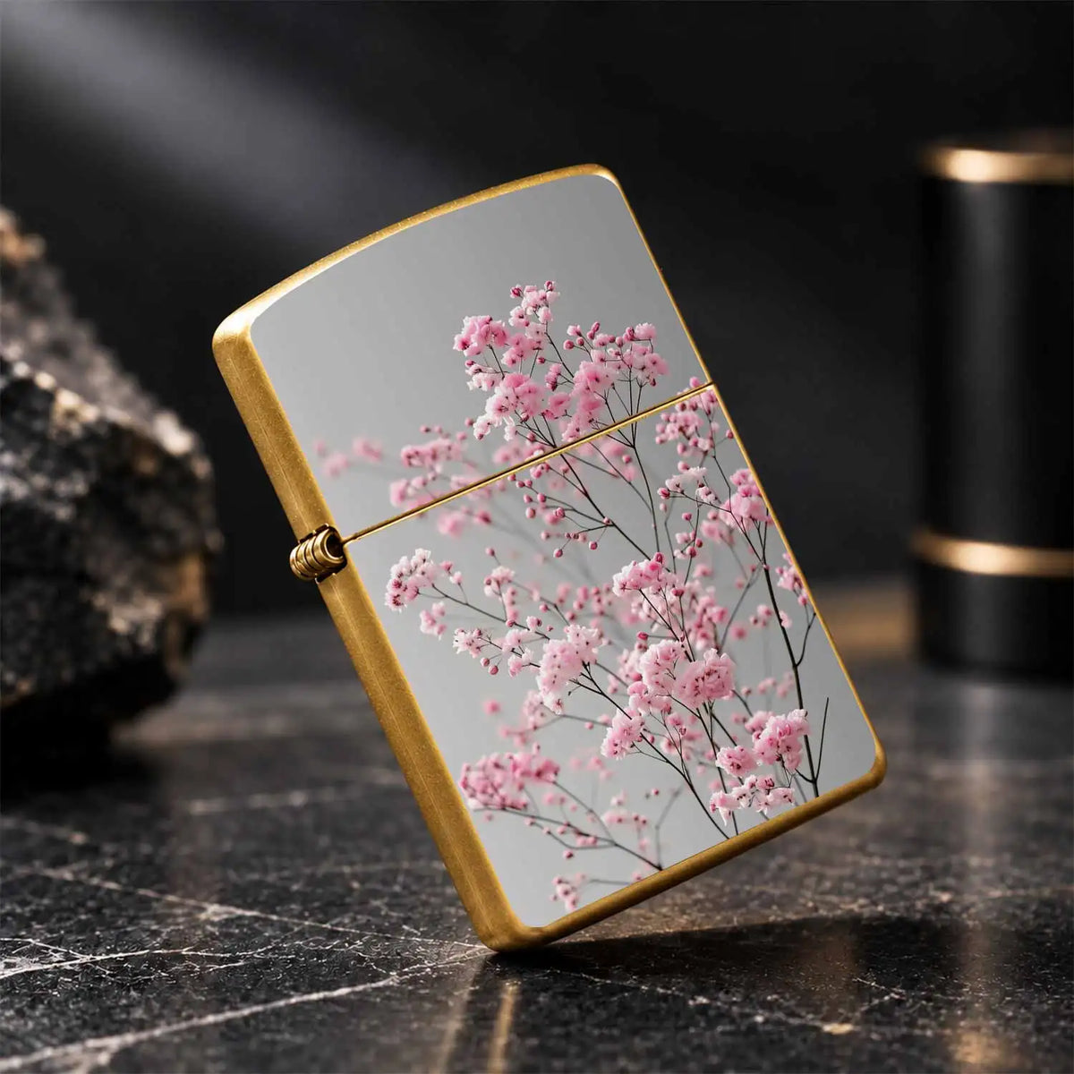 Delicate Pink Floral Pattern Lighter, Elegant Soft Cherry Blossom Branch Print Design, Portable Sleek All-Purpose Igniter, Perfect For Daily Multi-Scene Use, Exquisite Decorative Practical Accessory, Ideal For Gifting O A Hum