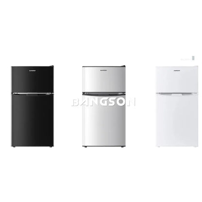 Mini fridge with freezer for bedroom, office, dorm, apartment, garage, RV; black and silver finish; quiet compact design with a