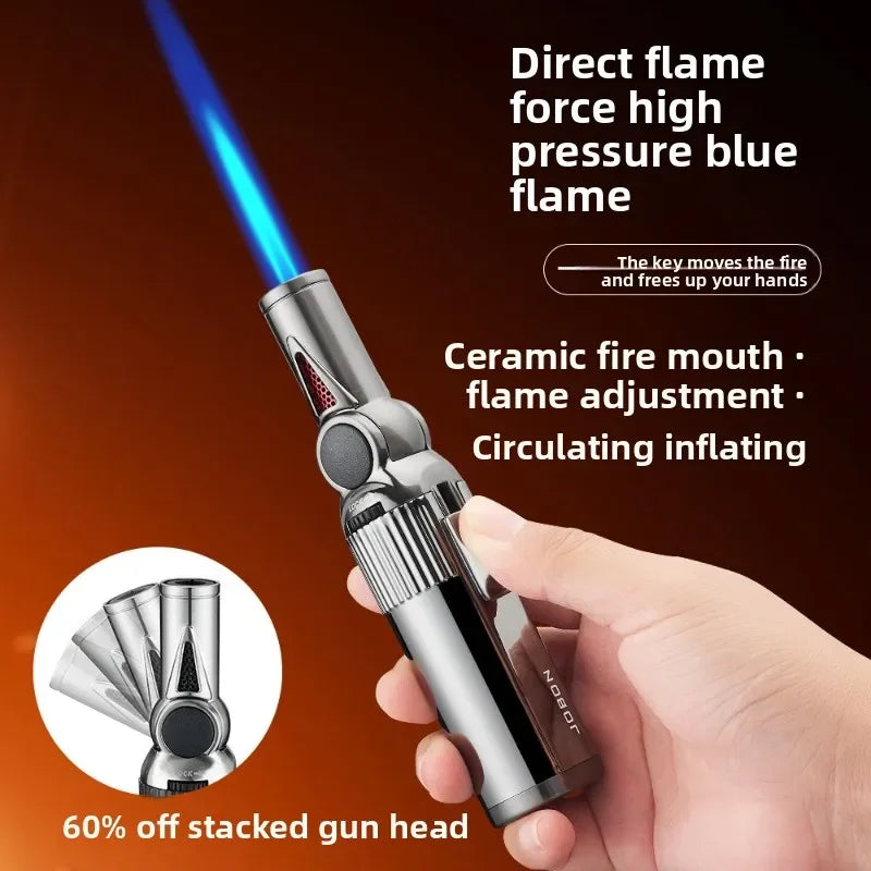 JOBON Folding High Power Spray Gun Windproof Jet Blue Flame Butane Gas Torch Lighter Safety Lock Switch Portable Cigar Lighters