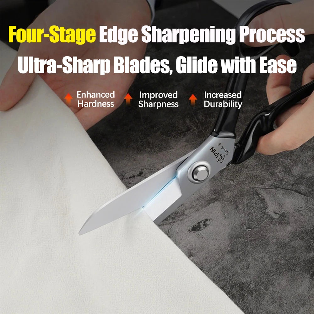 Professional Tailor Scissors, Ultra Thick High Carbon Steel Blades for Heavy Duty Fabric & Leather Cutting, Sewing Craft Tool