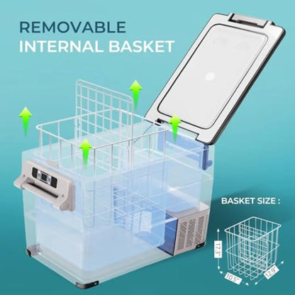 12 Volt Refrigerator 59QT 55L Electric Cooler 12V Fridge APP Control 12V Cooler -468 Portable Freezer 12/24V DC 100-240V AC for