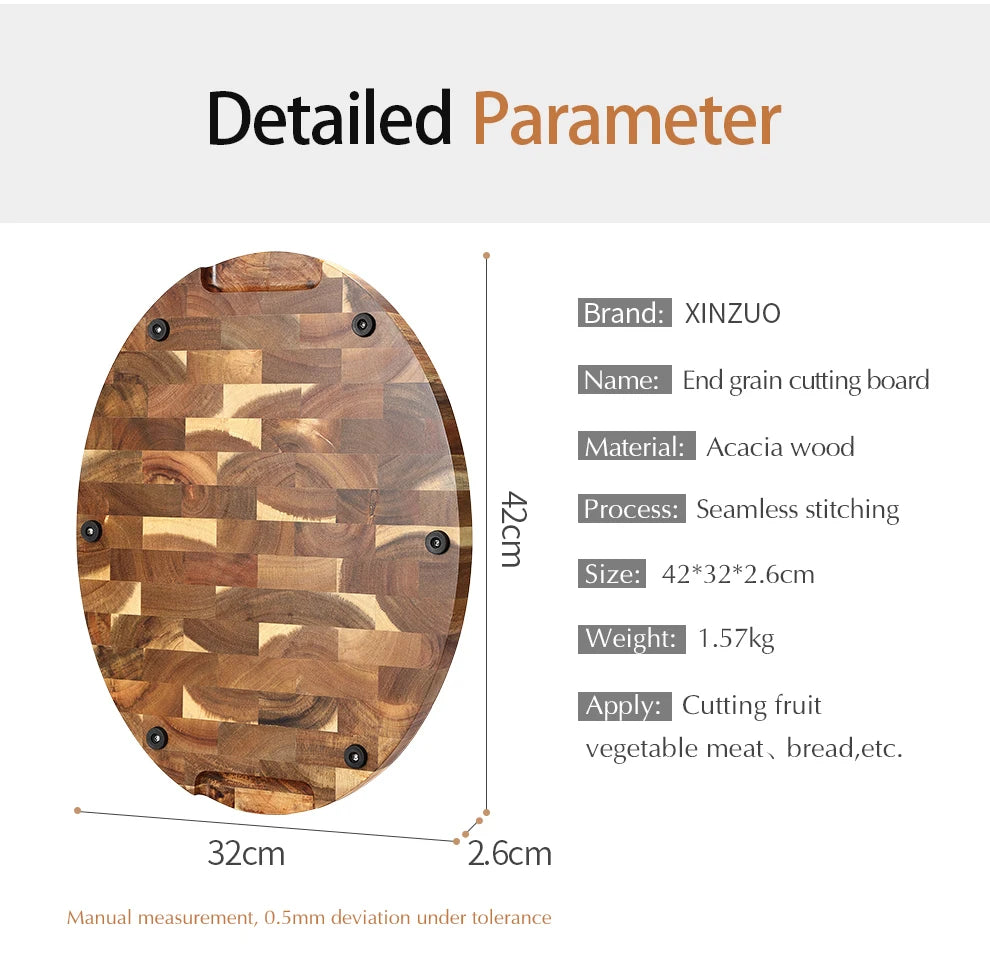 XINZUO Acacia Wood Cutting Board Cut Bread Fruit Meat Quality Kitchen Wooden Chopping Blocks Non-slip Kitchen Tools