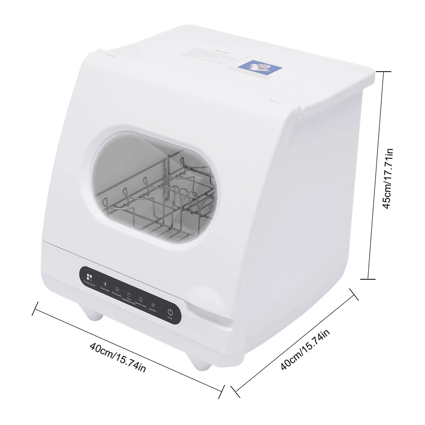 Portable Countertop Dishwasher Compact Dishwasher Mini Countertop Dishwasher 15.74*15.74*17.71in High-Temperature Water Twelve High-Performance Spray Jets Low Noise For Home Apartment Camper Rv