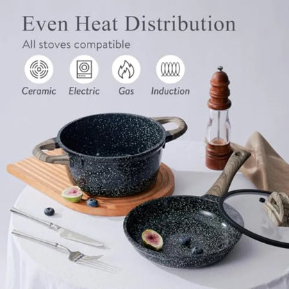 Ceramic Cookware Set 22 Pcs Nonstick Pots and Pans Set Non Stick Kitchen Cooking Sets 8"Frying Pans with Lid, Granite Non-Toxic