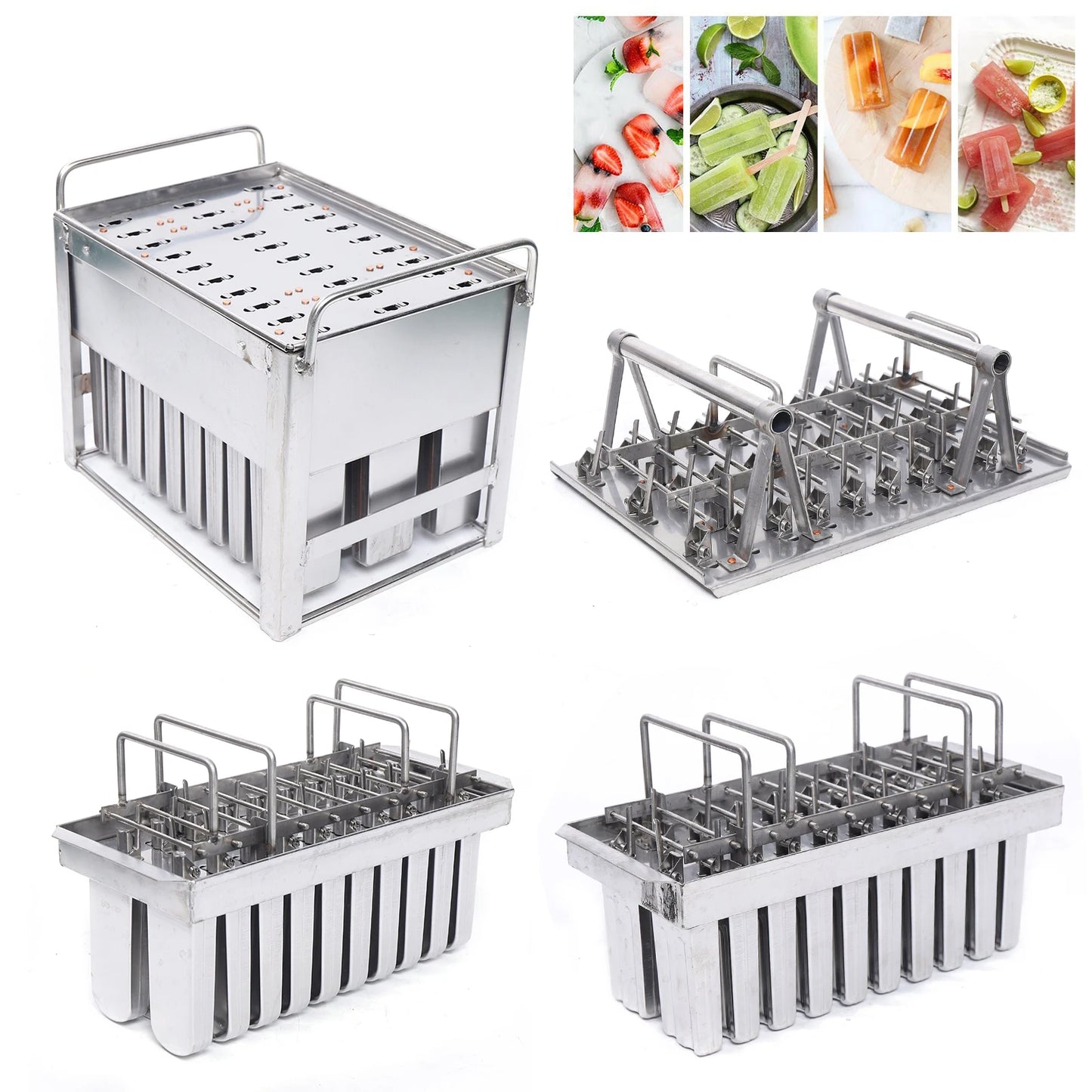 Large Capacity Ice Pop Mold for 20 Ice Cream, Food-Grade Stainless Steel, Space-Saving Design, Easy to Clean, Perfect for