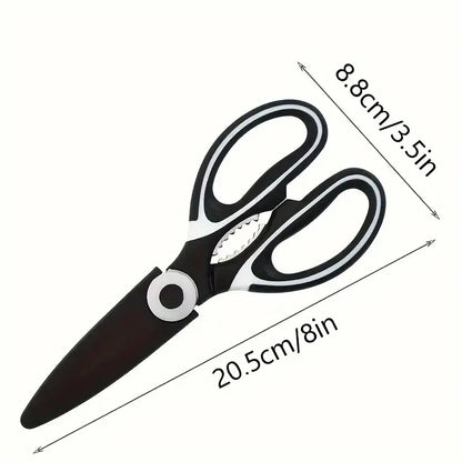 Multifunctional Stainless Steel Kitchen Scissors Heavy Duty for Cutting Bones Vegetables Opening Bottles Cracking Nuts