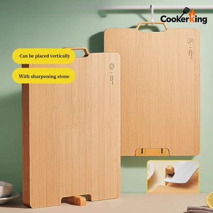 COOKER KING 3 Sizes Standable Cutting Board Moso Bamboo Chopping Board with Sharpening Stone Preparation Board Cost-effective