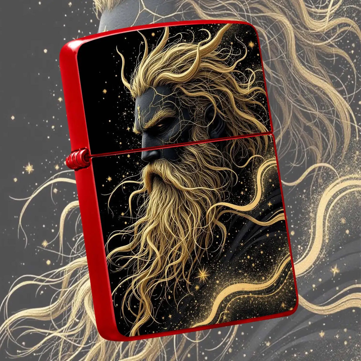 Nordic Myth Star God Themed Portable Lighter, Black Gold Myth Art Style Trendy Creative Item, Practical Accessory For Daily Outings, Suitable For Multiple Scenarios, Exquisite Texture Ideal Gift, Unique Atmospheric Stylish Sm