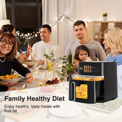 This 5-Quart Air Fryer Is an 8-In-1 Electric Hot Air Oven Equipped with an LED Touchscreen, Ensuring Even Heating of Food with a