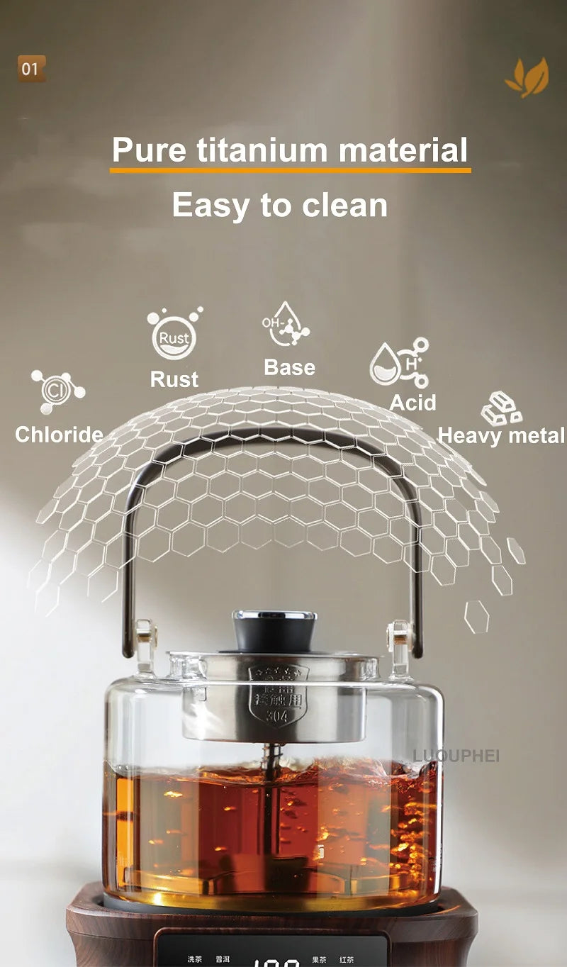 1L Electric Kettle Office Pure Titanium Steam Tea Kettle Home Keep Warm Floral Tea Kettle Auto Water Supply Electric Tea Kettle