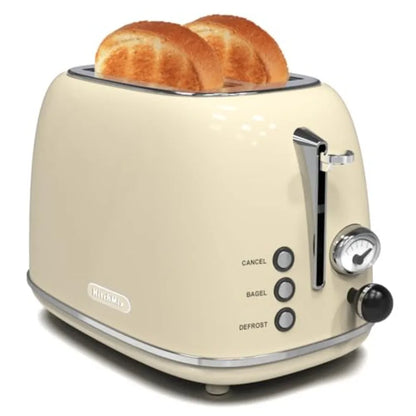 Toaster 2 sliceRetro Stainless Steel Toaster with 6 Settings 1.5 In Extra Wide Slots Bagel/Defrost/Cancel Function Removable Cr