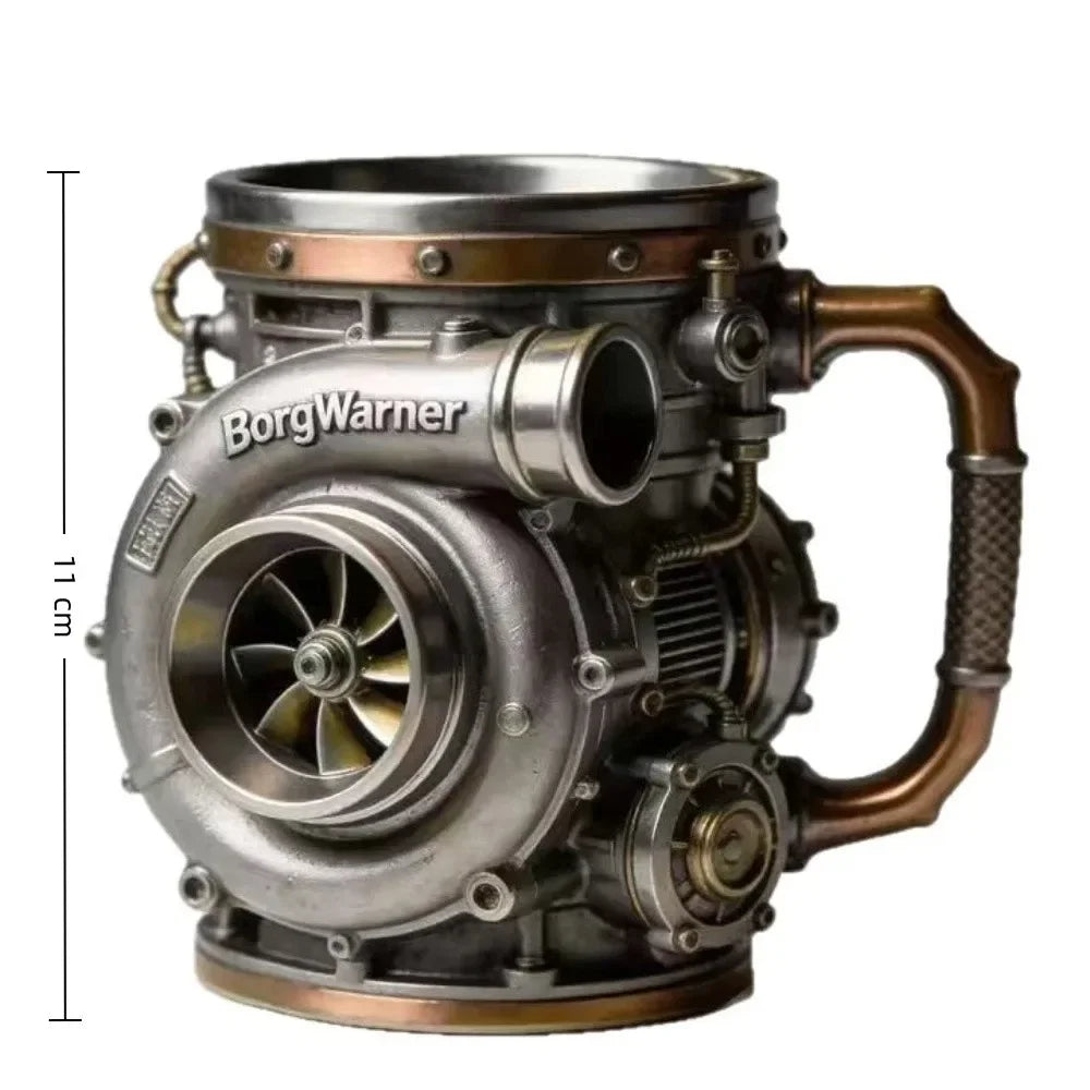 Unique 3D Car Turbo Engine Shaped Beer Mug Retro Mechanical Gear Resin Coffee Cup Creative Desktop Decor Drink Tumbler Gift