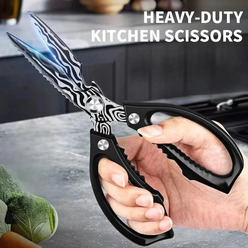 New Heavy-Duty Kitchen Scissors - High-Hardness Stainless Steel for Chicken Duck Fish Bones, Multi-Purpose & Razor Sharp