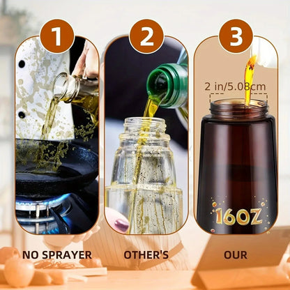 2-in-1 470ml Light Blocking Brown Oil Sprayer for Cooking Olive Oil Dispenser Bottle for Kitchen Oil Bottle Seasoning Tools