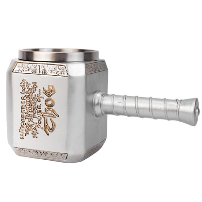 Thor Hammer Mug Norse Mythology Mjolnir 3D Coffee Cup 450ml Sculpted Stainless Steel Resin Beer Mug Tankard Birthday Gift