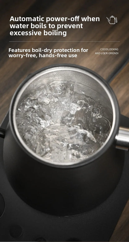 1000ML Stainless Steel Gooseneck Electric Kettle with Digital Temperature Control for Precise Brewing of Coffee and Tea