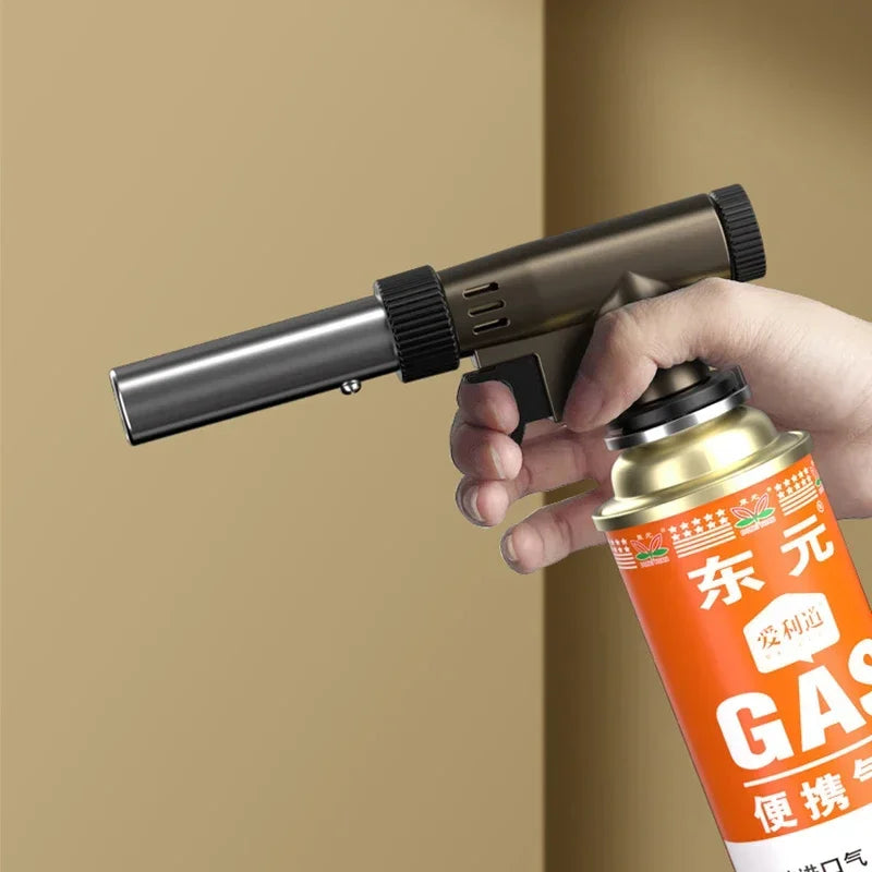 Metal Gas Burner Torch Flame Gun Butane Burner Outdoor Camping BBQ Flamethrower Welding Equipment Kitchen Lighter Fire Starter