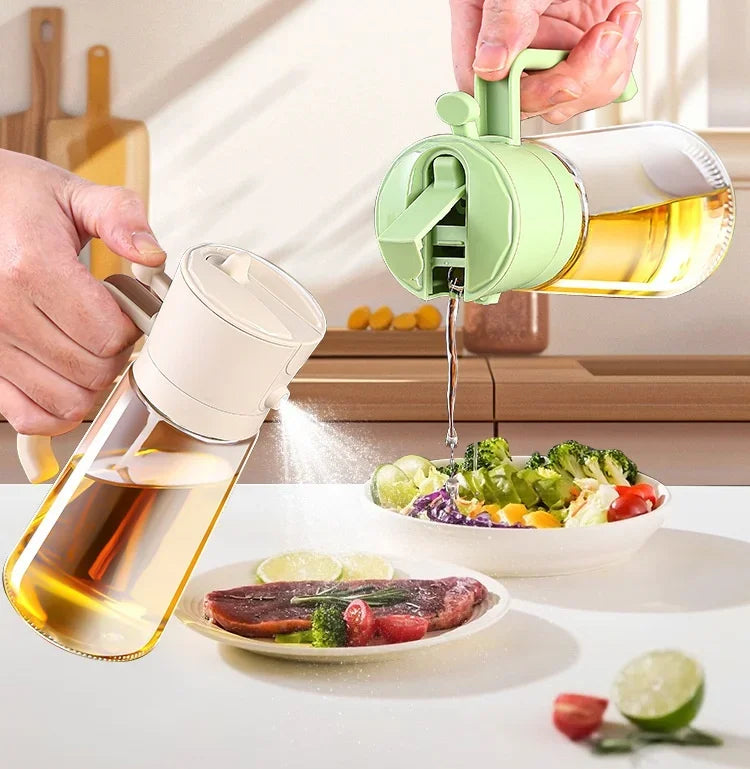 2 in 1 Oil Dispenser and Oil Sprayer Bottle Spray and Pour Olive Oils Sprayer Mister Cooking Olive Dispensers Bottle for Kitchen