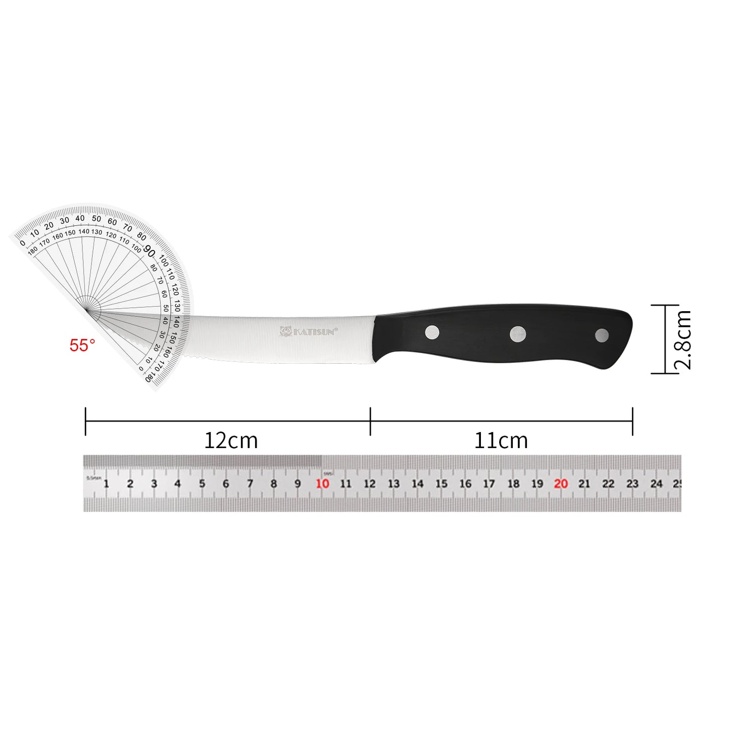 8 Pieces 5 Inch Steak Knives Set, Pointed Tip Serrated Steak Knives With POM Triple Rivets Handle, Dishwasher Safe