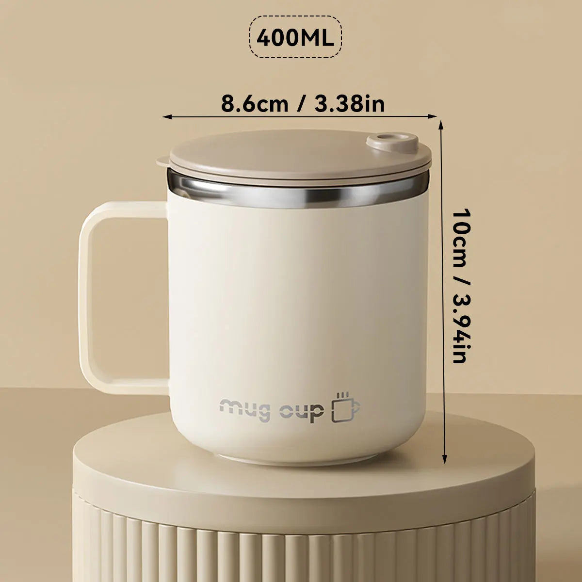 400ML Insulated Coffee Mug With Lid 304 Stainless Steel Double Wall Water Cup Sealed Milk Coffee Cup Student Adult Drinkware