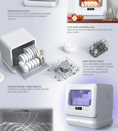 Mini Portable Table1200W Full- Automatic Dishwasher Hotel Independent Home Restaurant Kitchen Dishwasher for Restaurant