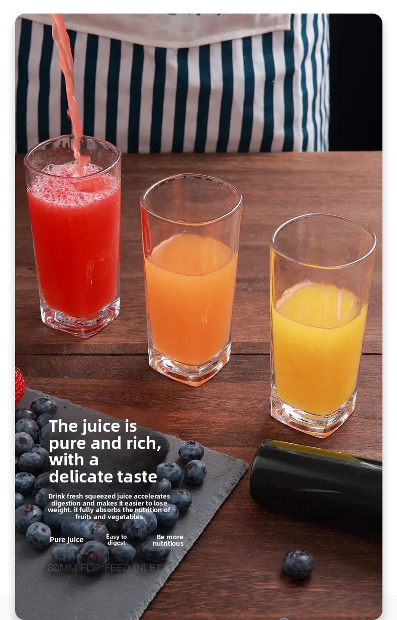 220V Juice Extractor Home Slag Separation Ginger Fruit Vegetable Juice Extractor Multifunctional Fruit Slow Juicer Automatic