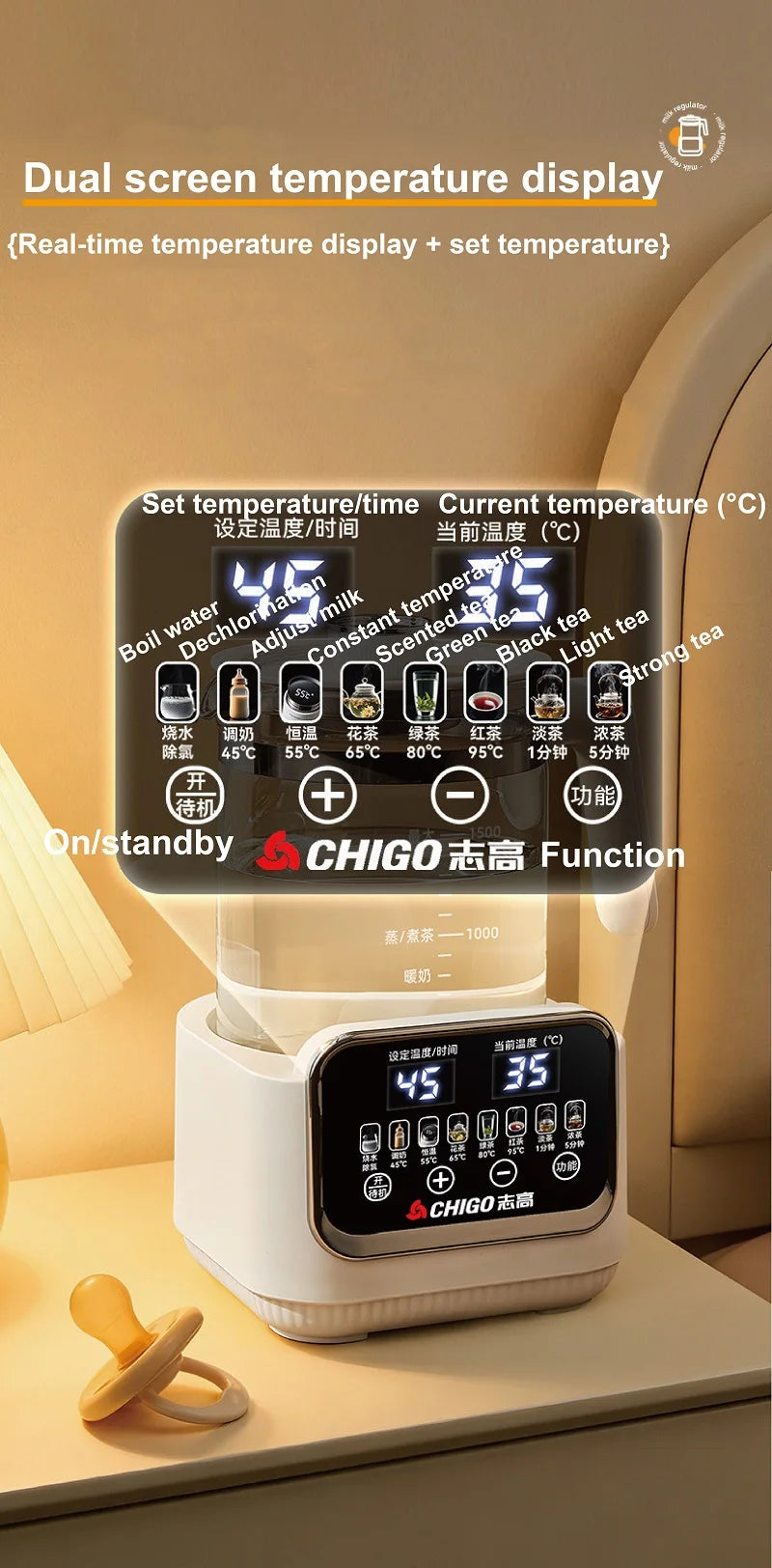 1.5L Electric Kettle Home Health Kettle Multifunctional Milk Regulator Temperature Control Flower Tea Kettle Auto Keep Warm 800W