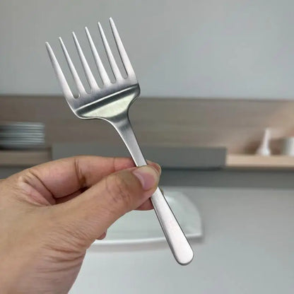 Creative Korean Single Handle Six-tooth Stainless Steel Dessert Fork Fruit Fork Portable 304 Stainless Steel Cake Fork