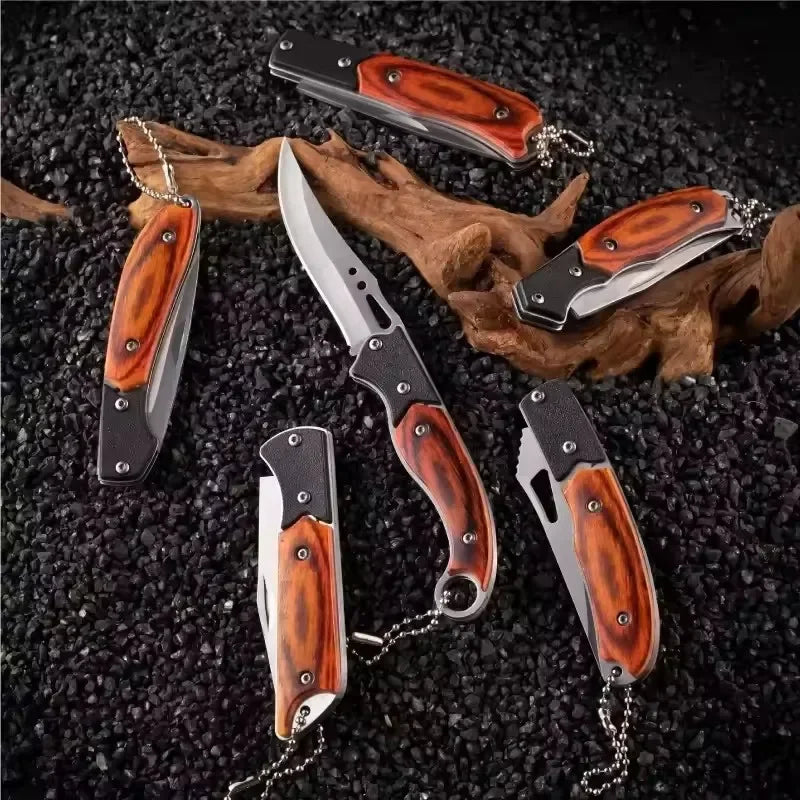 Portable Pocket Folding Knife, Metal Material, Fruit Survival Folding Knife for Outdoor Use, Hand Tool, Keychain, Accessories