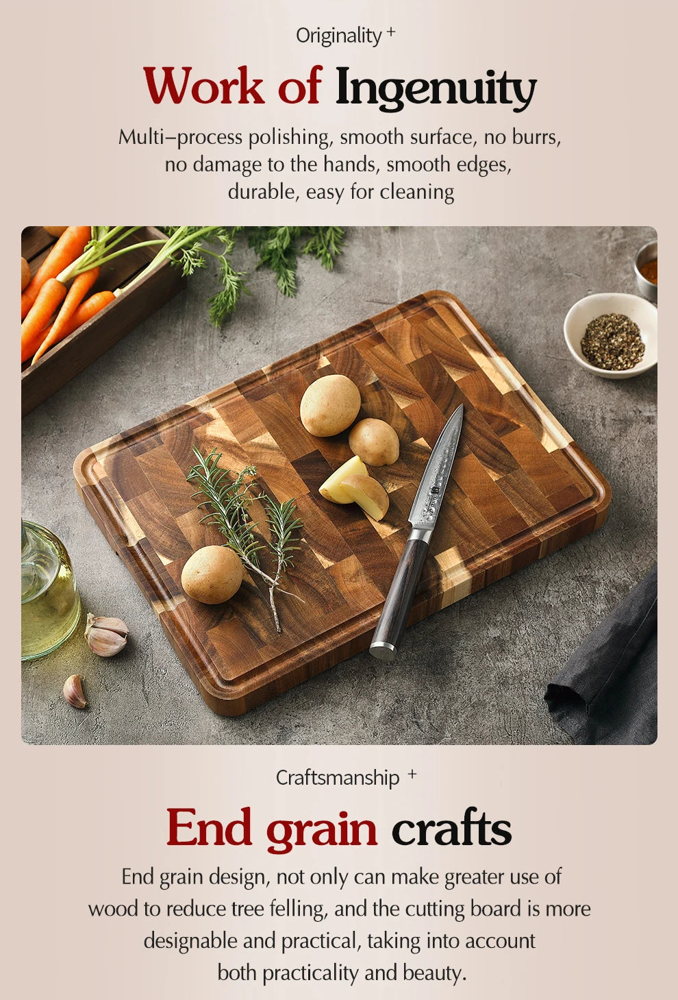 XINZUO Acacia Wood Cutting Board Cut Bread Fruit Meat Quality Kitchen Wooden Chopping Blocks Non-slip Kitchen Tools