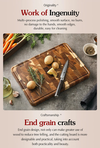 XINZUO Acacia Wood Cutting Board Cut Bread Fruit Meat Quality Kitchen Wooden Chopping Blocks Non-slip Kitchen Tools
