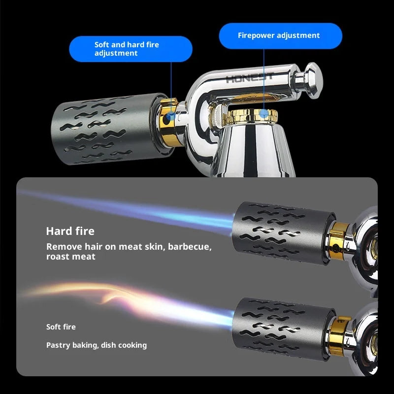 HONEST High Temperature Welding Gun 2 Types Of Flames Butane Gas Turbine Torch Lighter Outdoor BBQ Kitchen Cigar Lighters Gadget