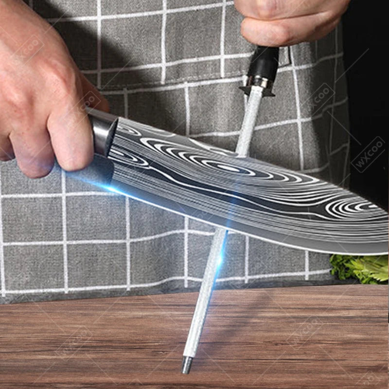 WXCOO Stainless Steel Durable Chef Knife Set Meat Cleaver Fruit Slicing Handmade Forged Kitchen Knife Butcher Knife Scissor