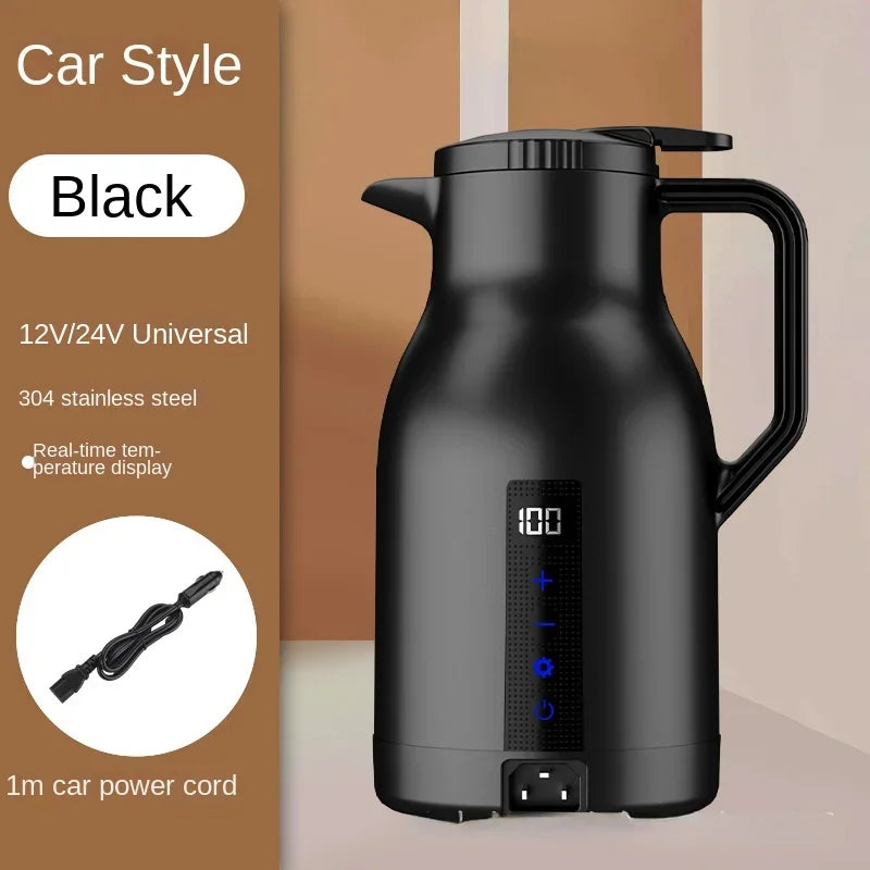 12V 24V 220V Car Water Boiling Electric Kettle Trucks with Quick Boiling and Insulation Fast Heating Car Electric Kettle 1000ML