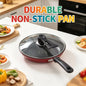 Non-Stick Cast Iron Frying Pan with Lid, Household Non-Stick Oil-Retaining Steak Frying Pan, Pancake Pan, Small Pan, Special Pan for Hand-Grabbed Pancakes, Frying Pan