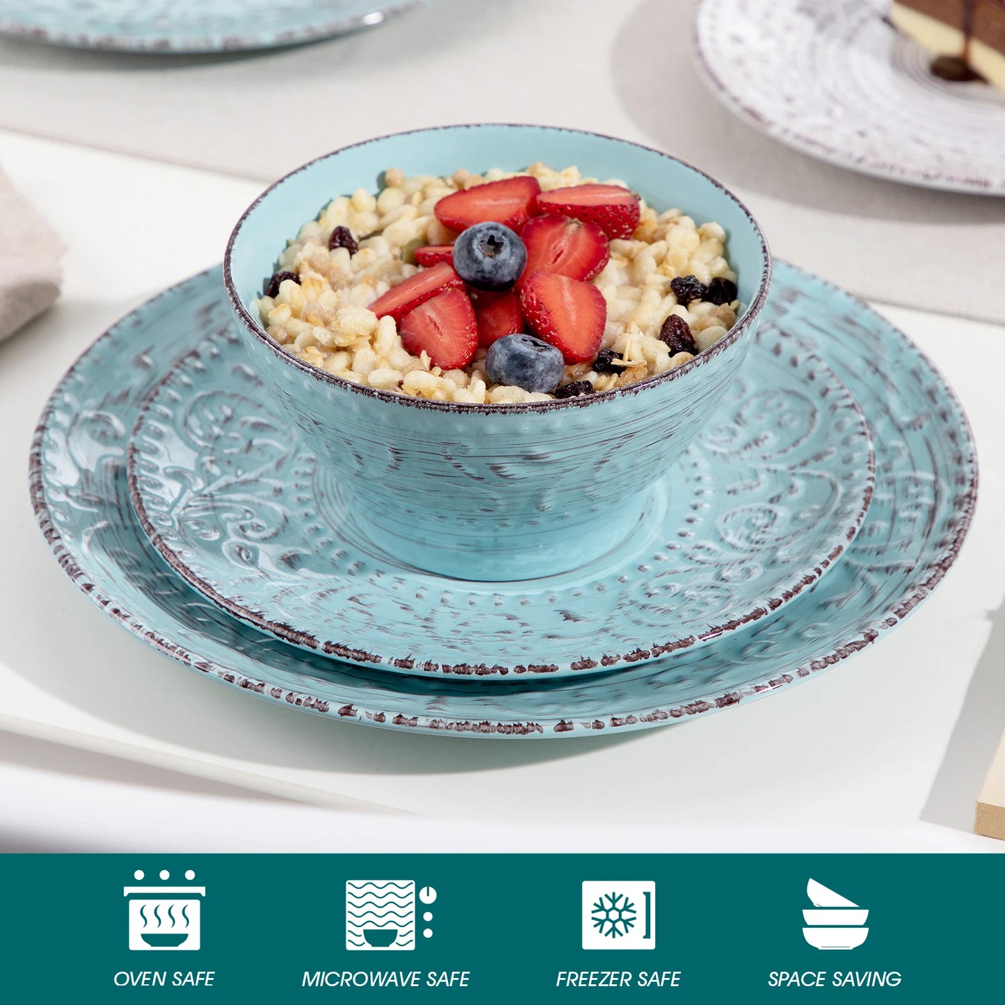 vancasso 16/32 Ceremic Plates Dinner Set Stoneware Tableware Set with 4PCS Dinner Plate/Dessert Plate/Bowl/Mug for 4 Person