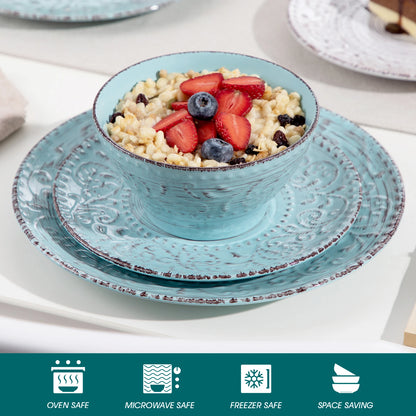 vancasso 16/32 Ceremic Plates Dinner Set Stoneware Tableware Set with 4PCS Dinner Plate/Dessert Plate/Bowl/Mug for 4 Person