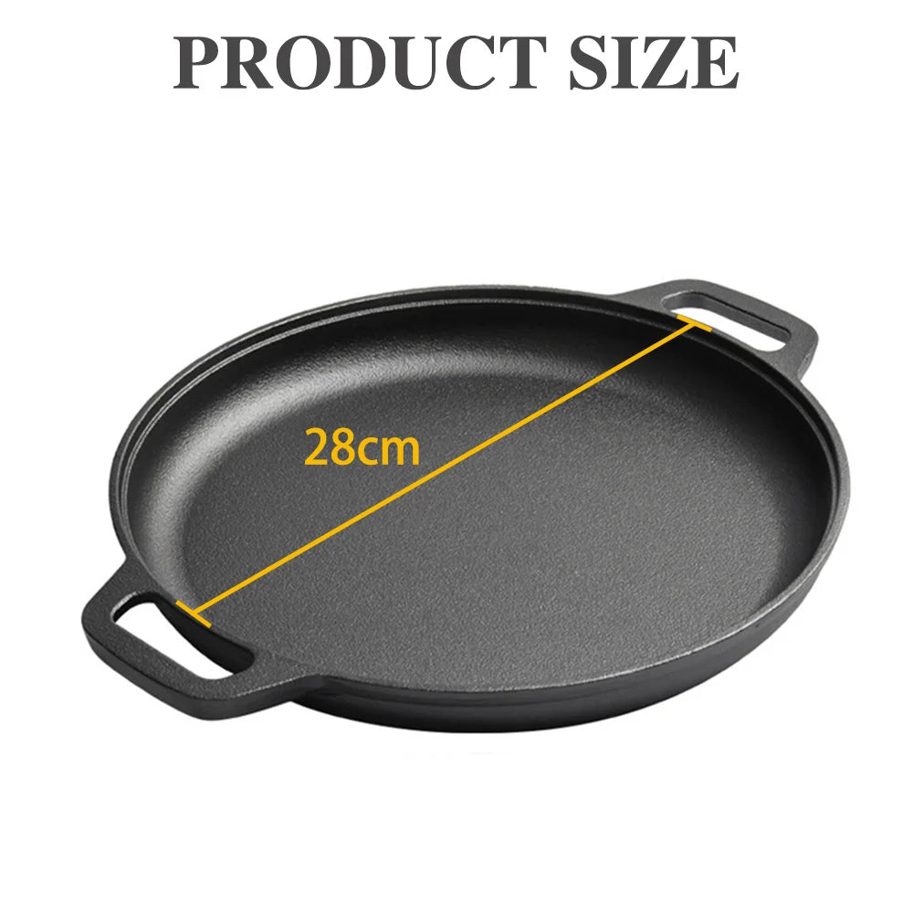 Multi-Function Cast Iron Griddle Skillet - Non-Stick Pan For Pizza, BBQ, Pancakes - Compatible with All Stovetops