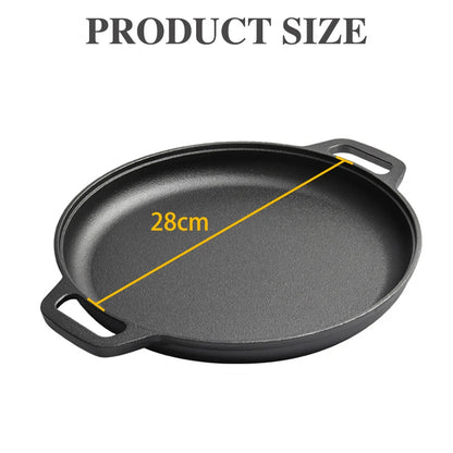 Multi-Function Cast Iron Griddle Skillet - Non-Stick Pan For Pizza, BBQ, Pancakes - Compatible with All Stovetops