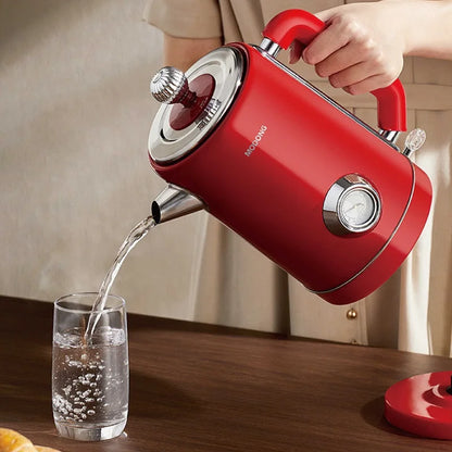 1500W Vintage Electric Kettle 304 stainless steel Fast Heating Water Boiler With Thermometer Home Water Boiling Cooking Pot 1.8L