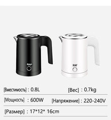 Travel Electric Kettle Tea Coffee 0.8L Stainless Steel Portable Water Boiler Pot For Hotel Family Trip Kitchen Smart Kettle Pot