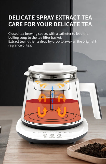 Black Tea Brewing Electric Tea Pot - Automatic Steam Glass Tea Maker for Boiling Water Health Preservation