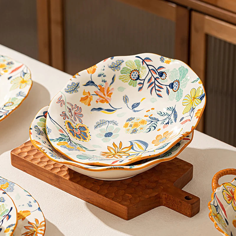 Dishes set modern dinner dish set ceramic luxury serving table set chinese travel kit noble modern classic bowl set