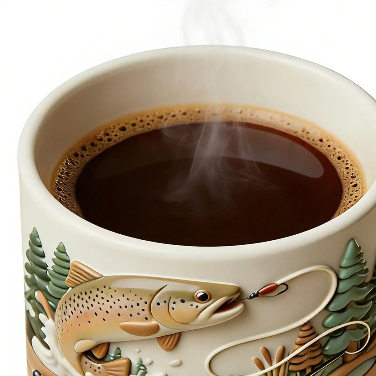 Fishing Mug 350ml Ceramic Funny Novelty Drinkware Fisherman Coffee Mug for Cold Weather Outdoor Fishing Camping Hiking Picnic